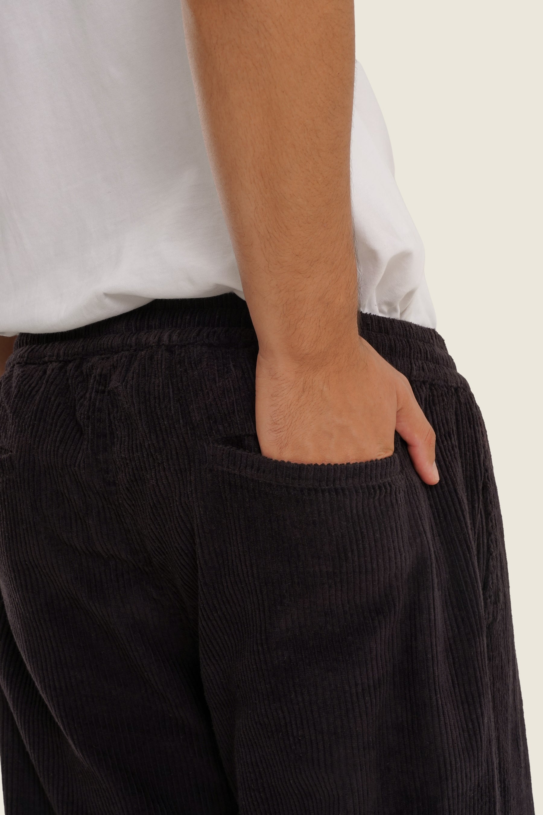 Calças de bombazine cor carbono